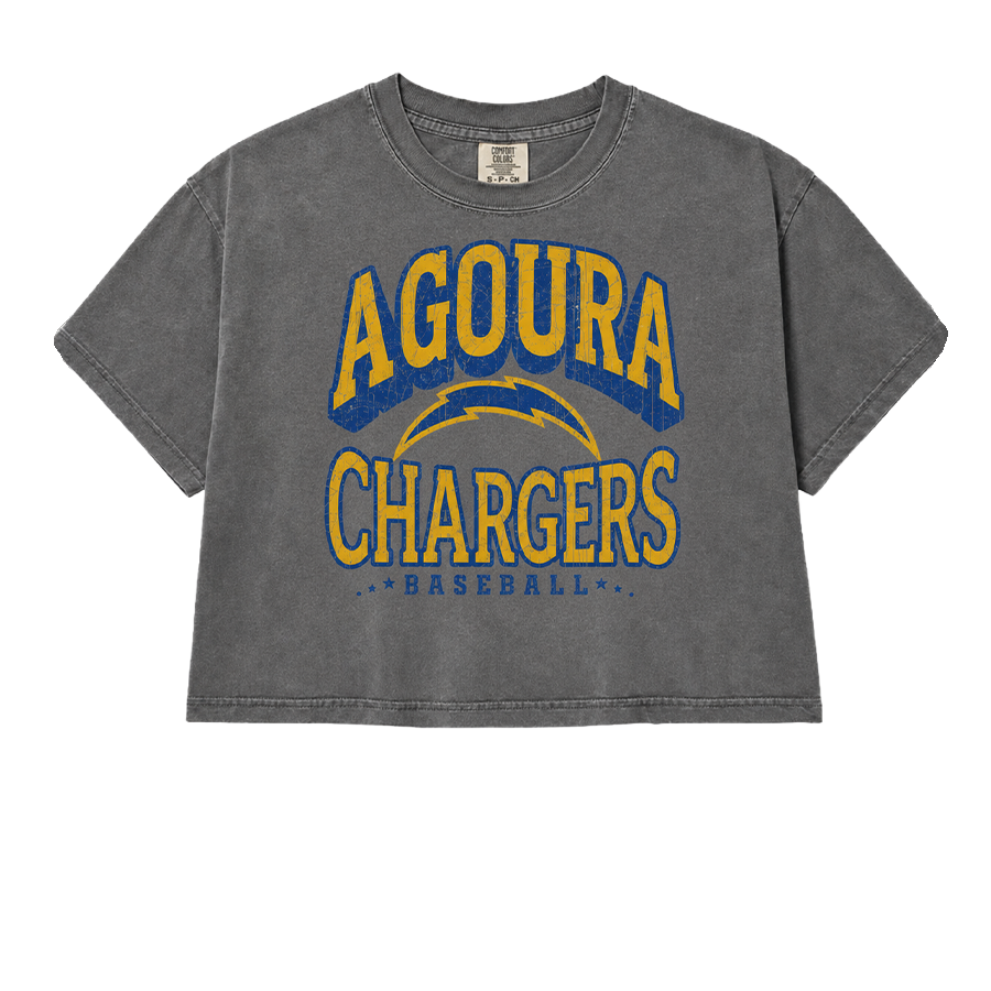 Vintage Baseball Lightning Crop Tee - Pepper